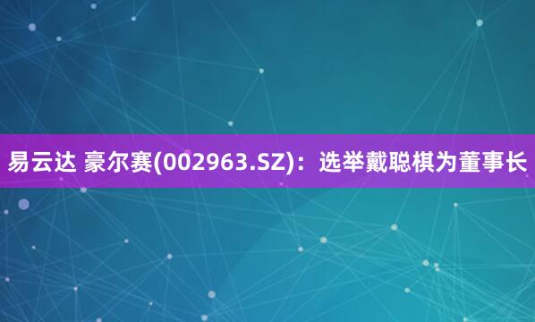 易云达 豪尔赛(002963.SZ)：选举戴聪棋为董事长